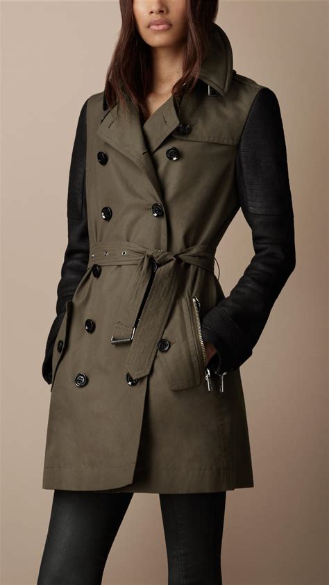 burberry trench leather sleeves|extra long leather trench coat.